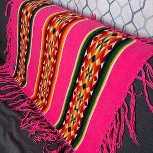 Vintage Pendleton Beaver State Striped Shawl Fringe Pink Throw USA